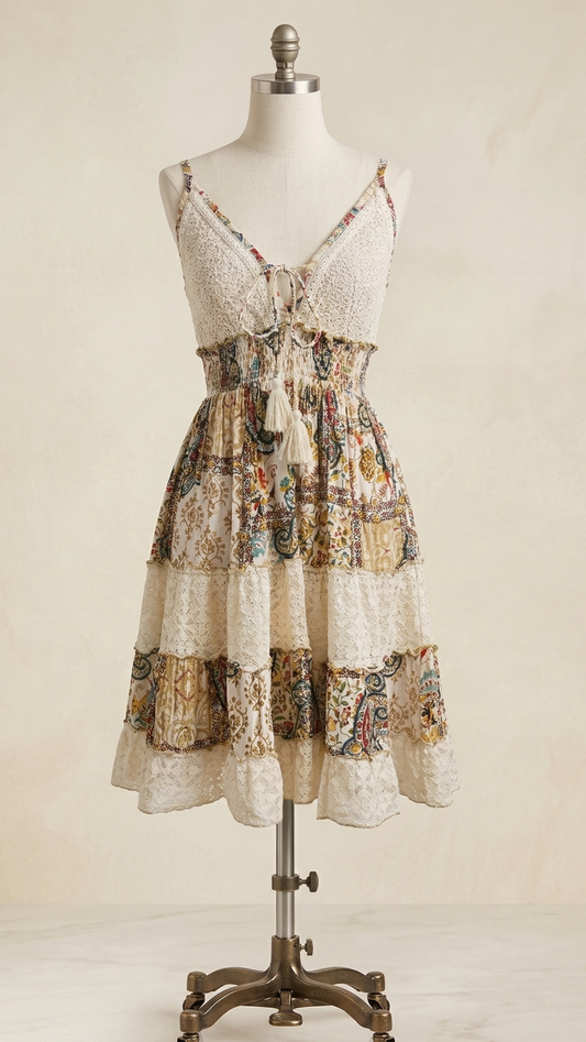 Amber Mosaic' Short Boho Dress ✨