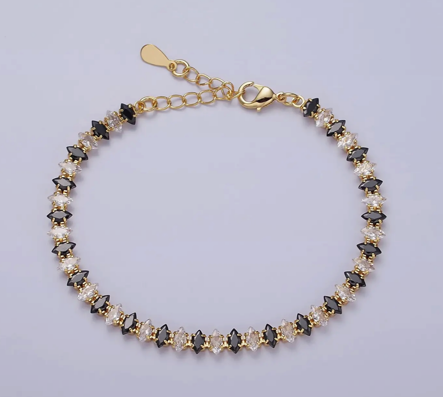Gold Marquise Tennis Bracelet – Elegant CZ Statement Piece