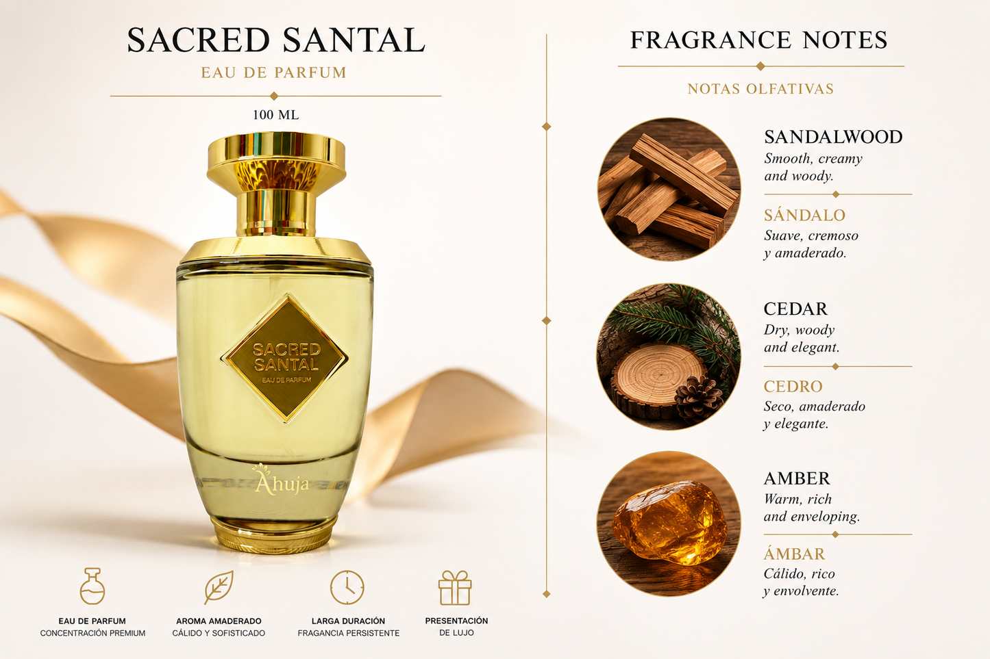 Ahuja Sacred Santal Women's Perfume (35% Essential Oils)