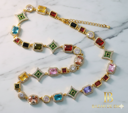 "The Royal Treasure" – Premium Multicolor Zirconia Necklace