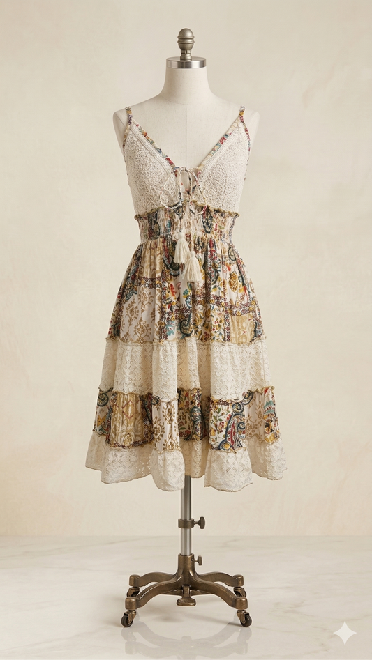 Amber Mosaic' Short Boho Dress ✨