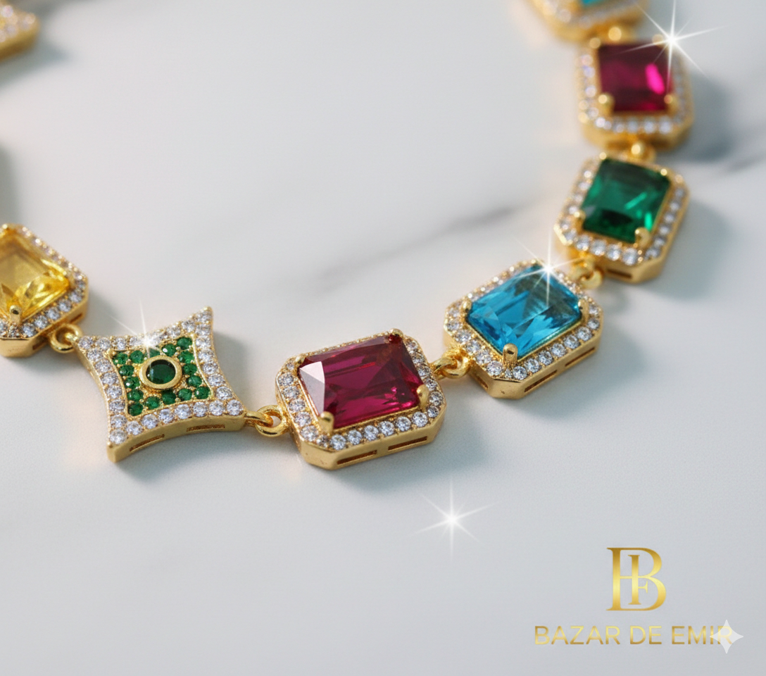 "The Royal Treasure" – Premium Multicolor Zirconia Necklace
