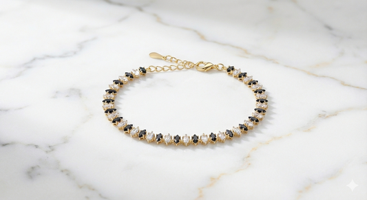 Gold Marquise Tennis Bracelet – Elegant CZ Statement Piece
