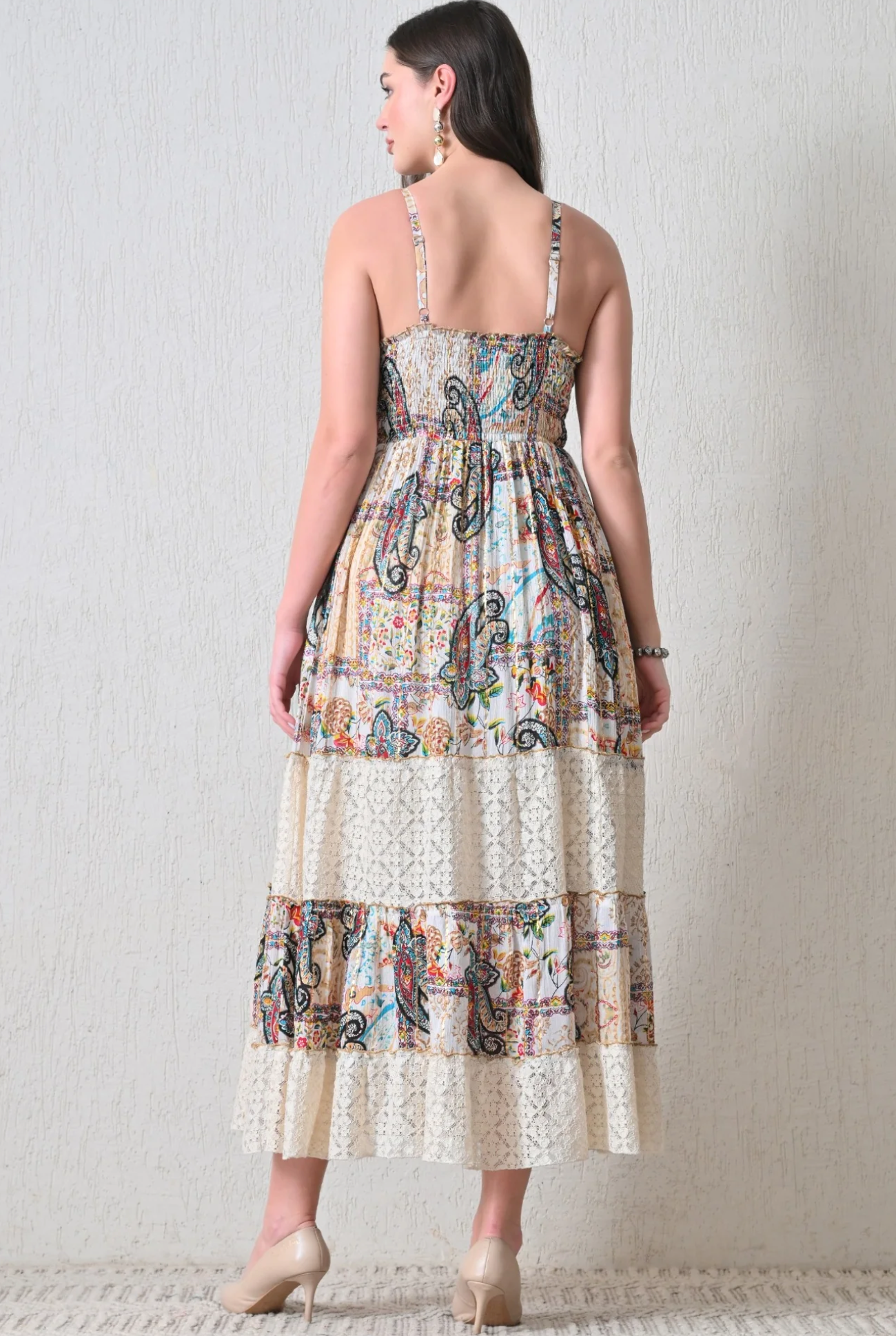 Mosaic Amber  Tiered Lace Dress Boho Dress  ✨